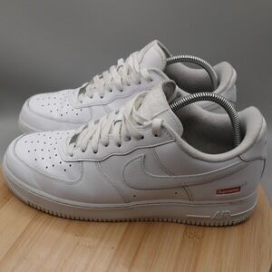 Nike Shoes Men 10.5 White Supreme Air Force 1 Low Casual Atletic CU9225-100 Flaw
